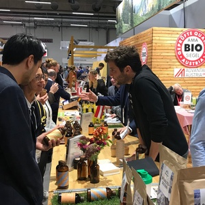 Product samples from Indiko Alpenpower at Group stand © ADVANTAGE AUSTRIA Stockholm